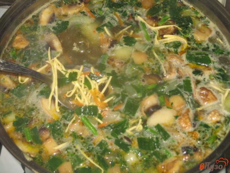 Фото приготовление рецепта: Суп из куриной грудки с вермишелью и шампиньонами шаг №5