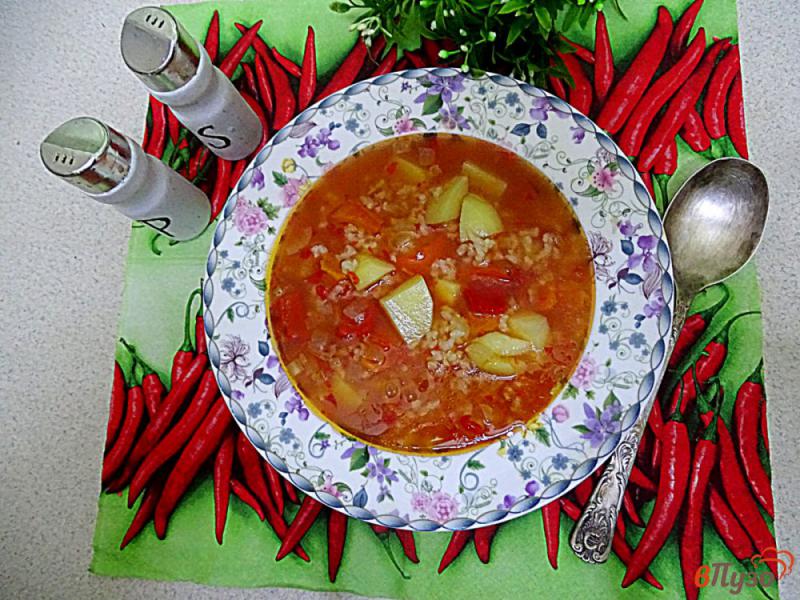 Фото приготовление рецепта: Суп с рисом картофелем и овощами шаг №6