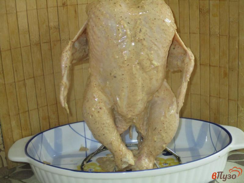 Фото приготовление рецепта: Курица запеченная  в духовке на подставке шаг №5