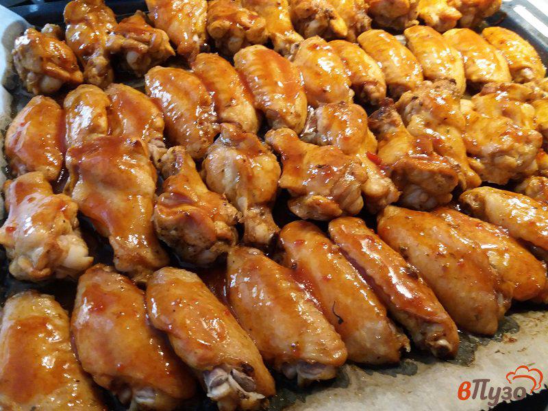 Фото приготовление рецепта: Карамелизованные куриные крылышки из духовки шаг №8
