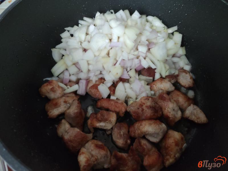 Фото приготовление рецепта: Картошка тушёная со свининой шаг №3