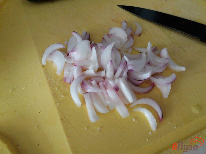 Фото приготовление рецепта: Овощной салат с красным луком и сметаной шаг №2