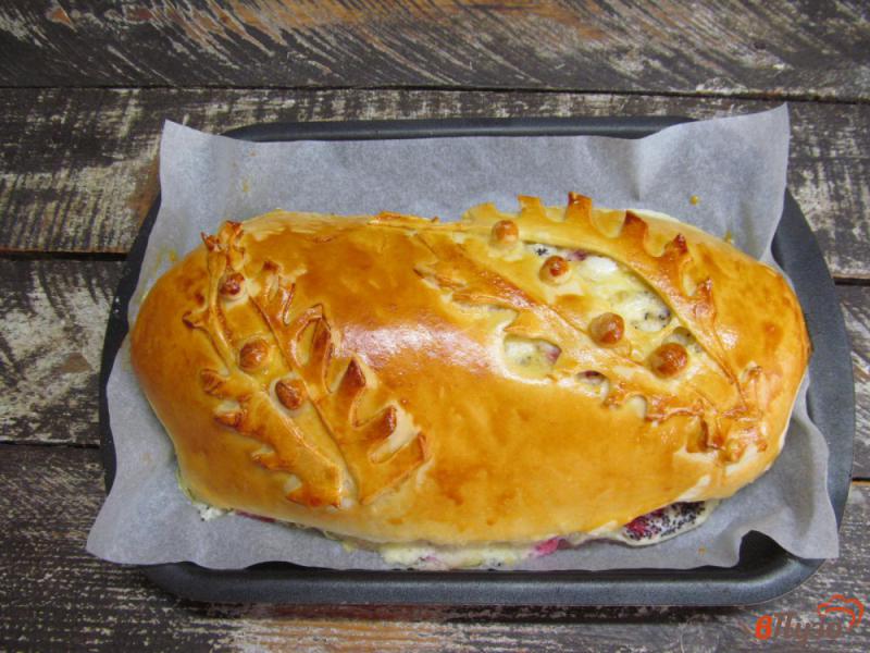 Фото приготовление рецепта: Пирог из дрожжевого теста с творожной начинкой и маком шаг №11