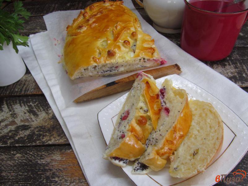 Фото приготовление рецепта: Пирог из дрожжевого теста с творожной начинкой и маком шаг №12