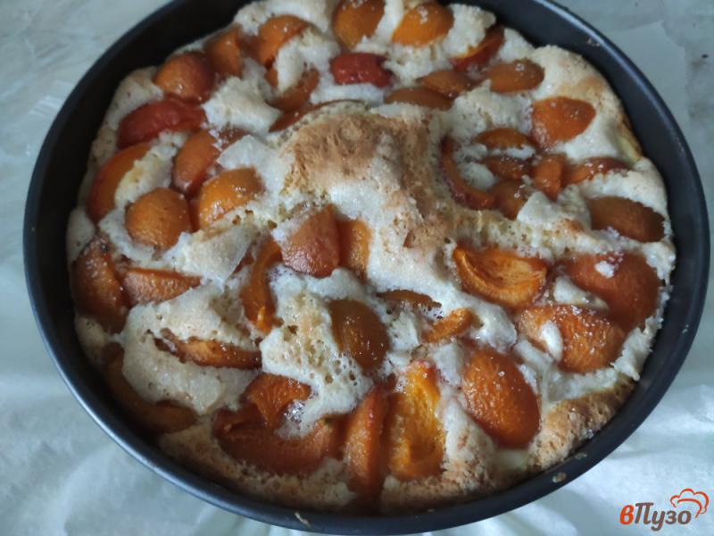 Фото приготовление рецепта: Бисквит с заварным кремом и абрикосами шаг №13