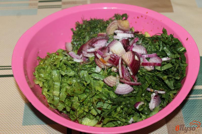 Фото приготовление рецепта: Овощной салат по - домашнему со щавелем шаг №5