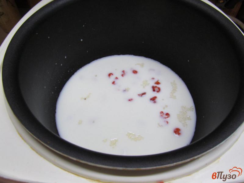 Фото приготовление рецепта: Рисовая каша на молоке с вишней в мультиварке шаг №3