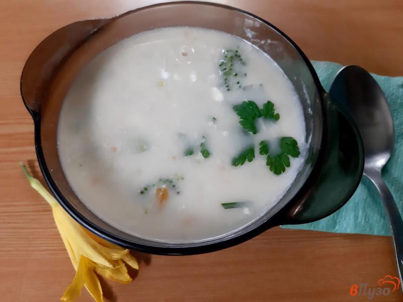 Фото приготовление рецепта: Суп из брокколи цуккини с сыром шаг №8