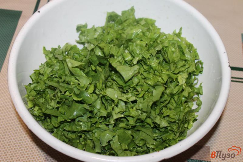 Фото приготовление рецепта: Зеленый салат с огурцом и перцем шаг №1