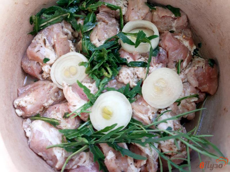 Фото приготовление рецепта: Шашлык из свинины в маринаде с руколой шаг №3