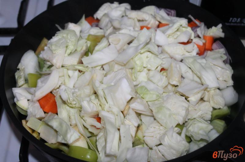 Фото приготовление рецепта: Рагу овощное с кукурузой и капустой шаг №3