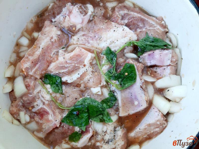 Фото приготовление рецепта: Ребрышки свиные маринованные на мангале шаг №6