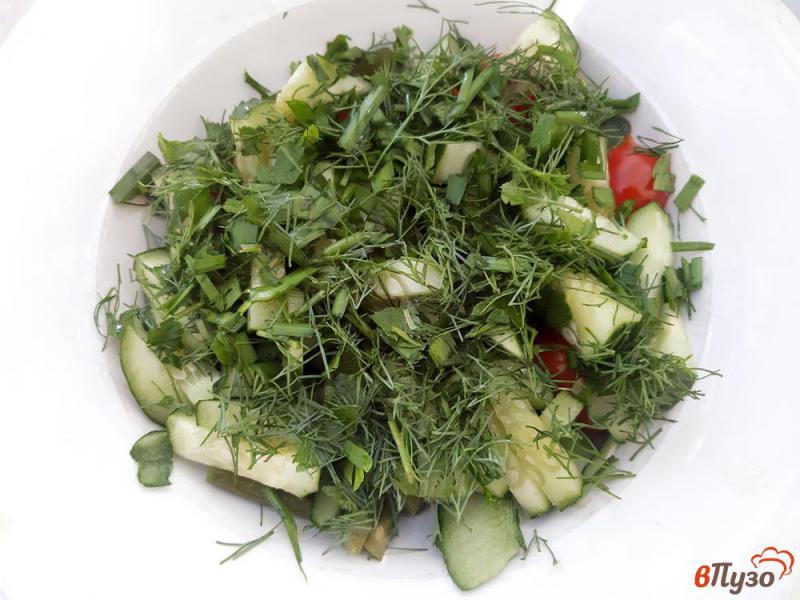Фото приготовление рецепта: Салат из спаржевой фасоли с черри и руколой шаг №5
