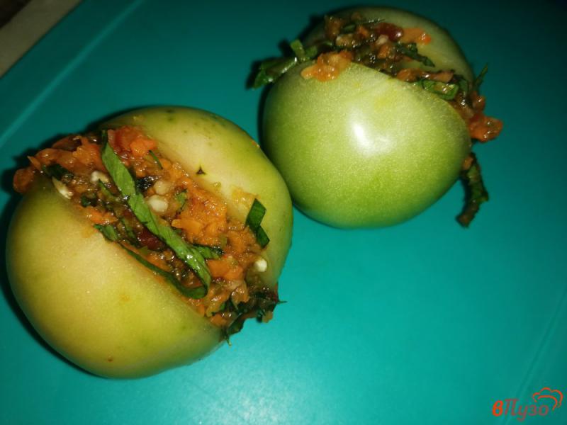 Фото приготовление рецепта: Фаршированные зеленые помидоры на зиму шаг №6
