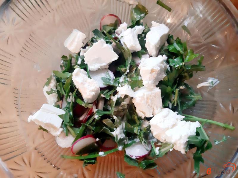 Фото приготовление рецепта: Салат из рукколы с брынзой и редисом шаг №4