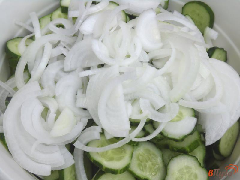 Фото приготовление рецепта: Салат на зиму из огурцов и репчатого лука шаг №3