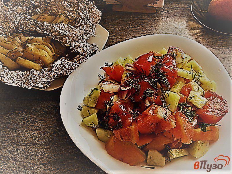 Фото приготовление рецепта: Овощной салат с оливковым маслом шаг №6