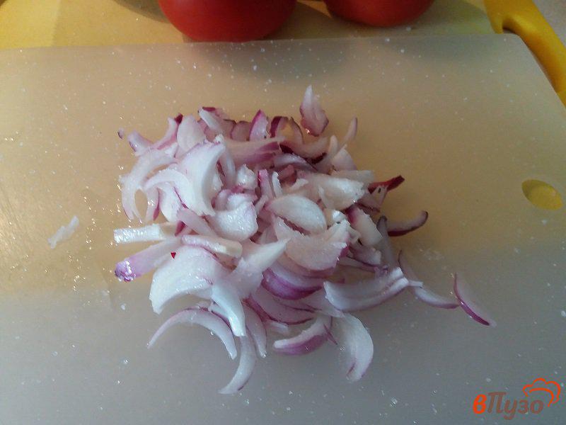 Фото приготовление рецепта: Салат из помидоров и красного лука шаг №2