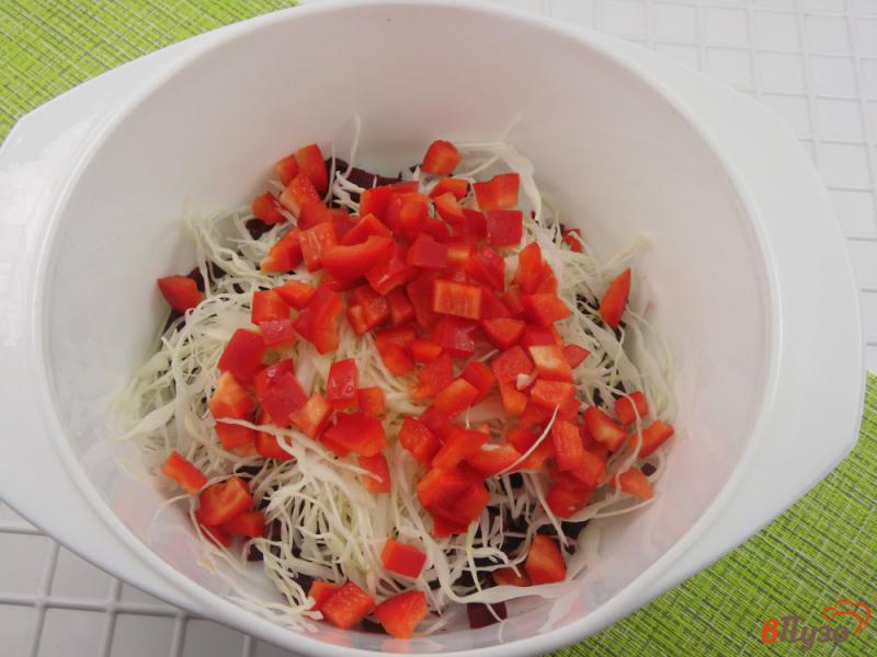Фото приготовление рецепта: Салат свекольный с капустой и фасолью шаг №3