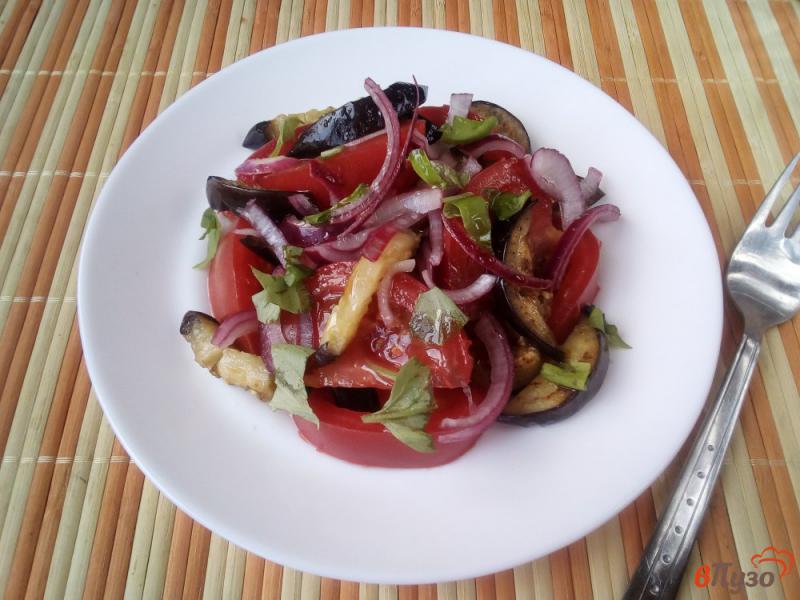 Фото приготовление рецепта: Салат из помидоров и жареных баклажанов шаг №7