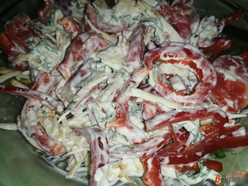 Фото приготовление рецепта: Овощной салат с сыром и чесноком шаг №6