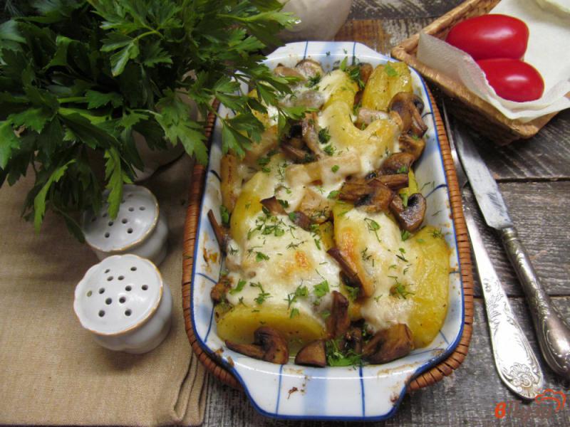 Фото приготовление рецепта: Запеченные овощи с грибами и сыром шаг №5