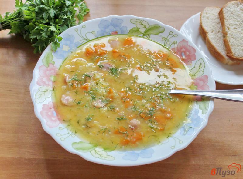 Фото приготовление рецепта: Гороховый суп с сосисками шаг №6