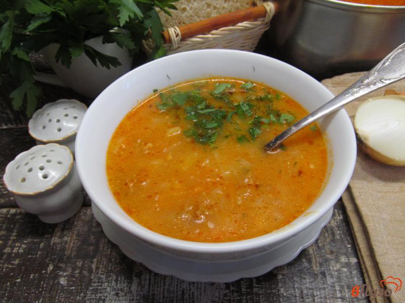 Фото приготовление рецепта: Капустный суп с фаршем и сыром шаг №8