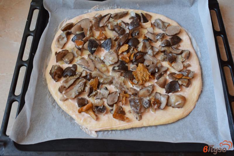 Фото приготовление рецепта: Пицца с лесными грибами шаг №4