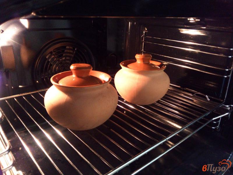 Фото приготовление рецепта: Картофель с шампиньонами и петрушкой в горшках шаг №9