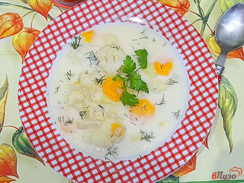 Фото приготовление рецепта: Суп из цветной капусты с плавленым сыром шаг №10