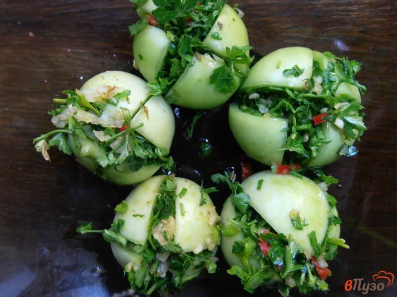 Фото приготовление рецепта: Фаршированные зеленые помидоры шаг №5