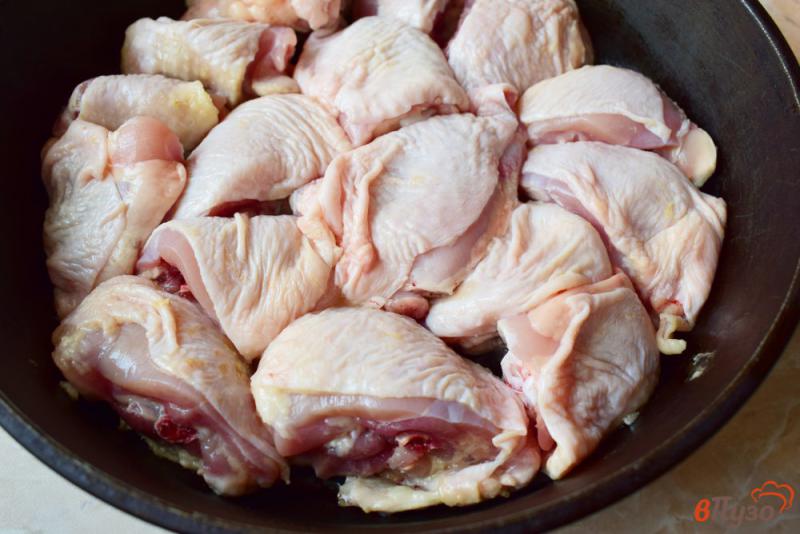 Фото приготовление рецепта: Курица тушеная с луком в сметане шаг №2