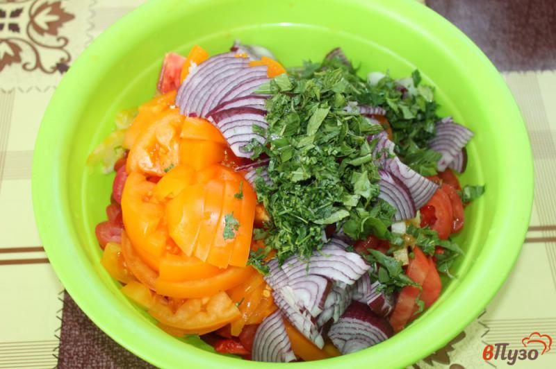 Фото приготовление рецепта: Салат из перца с красным луком шаг №3