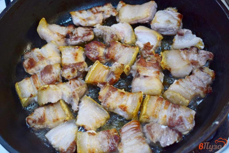 Фото приготовление рецепта: Поджарка с луком из свиной грудинки шаг №3