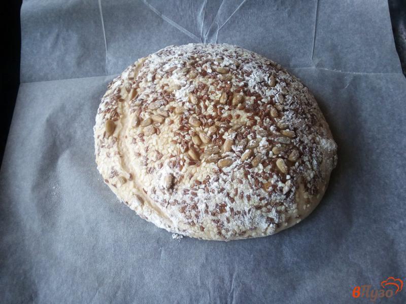 Фото приготовление рецепта: Хлеб на ржаной закваске с семенами льна кунжутом и семечками шаг №9