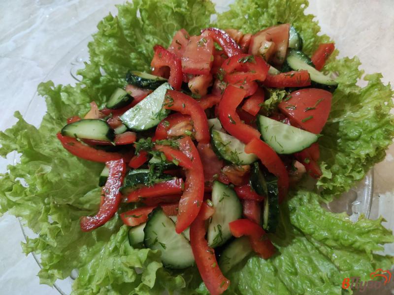 Фото приготовление рецепта: Овощной салат с сыром фета шаг №9
