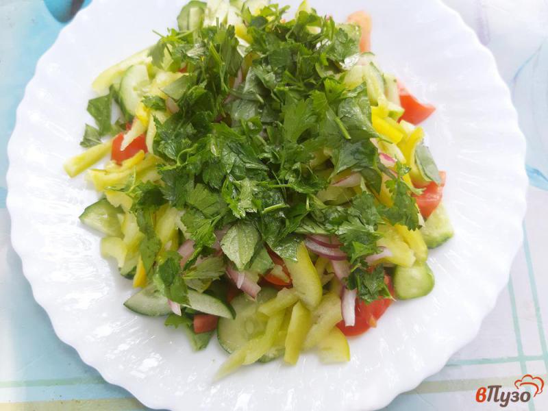 Фото приготовление рецепта: Салат с тунцом и фасолью шаг №8