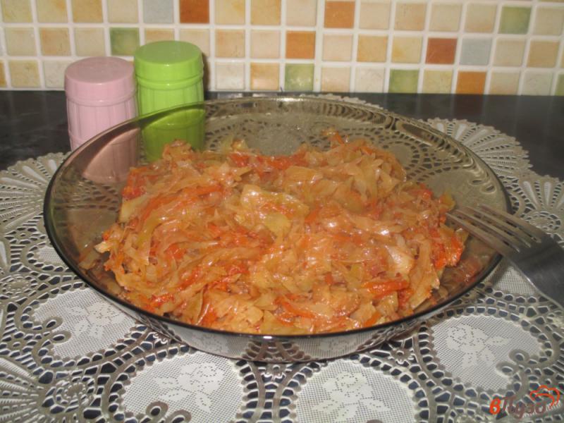 Фото приготовление рецепта: Капуста тушеная с салом и томатом шаг №7