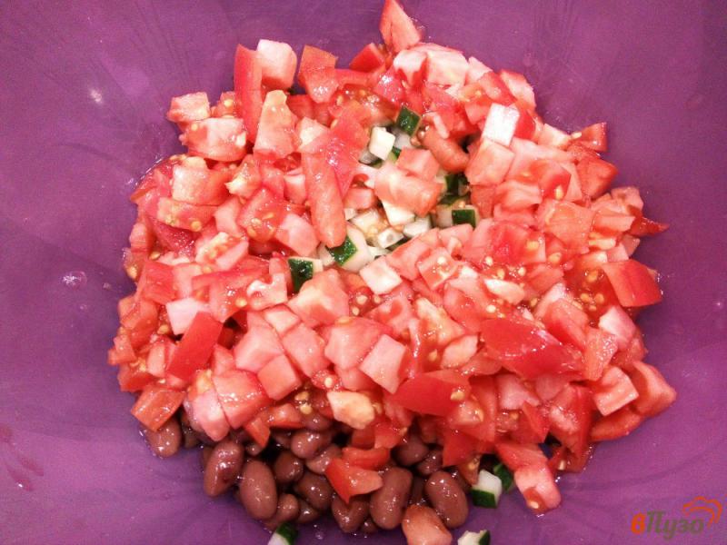Фото приготовление рецепта: Овощной салат с шампиньонами и копченым окорочком шаг №5