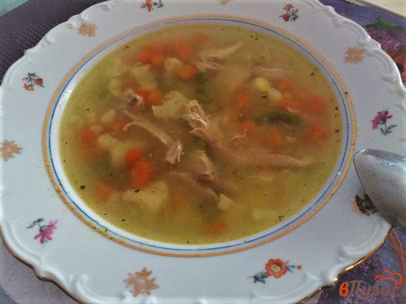 Фото приготовление рецепта: Куриный суп с овощами и овсяными хлопьями шаг №6