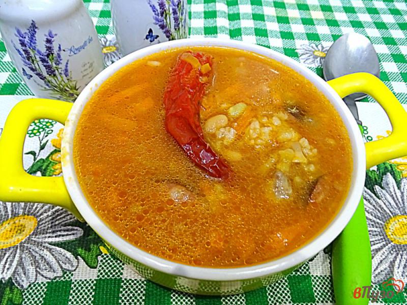 Фото приготовление рецепта: Острый фасолевый суп с рисом шаг №10