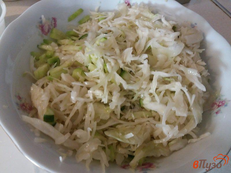 Фото приготовление рецепта: Салат из свежей капусты с огурцами шаг №4