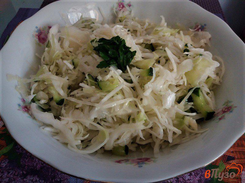 Фото приготовление рецепта: Салат из свежей капусты с огурцами шаг №5