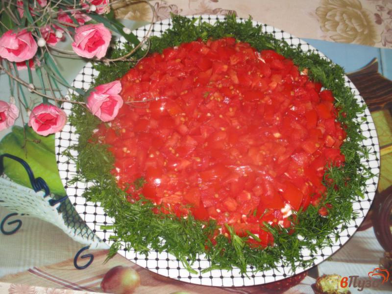 Фото приготовление рецепта: Слоеный салат с тунцом и помидорами шаг №5