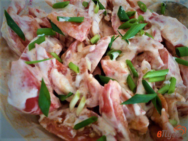Фото приготовление рецепта: Салат из помидоров с двумя видами лука шаг №6