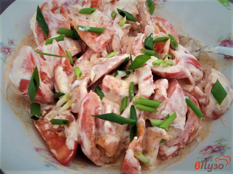 Фото приготовление рецепта: Салат из помидоров с двумя видами лука шаг №7