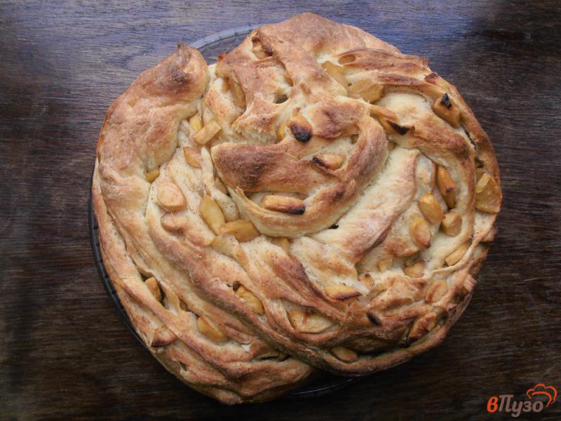 Фото приготовление рецепта: Дрожжевой пирог с карамелизированными яблоками шаг №11