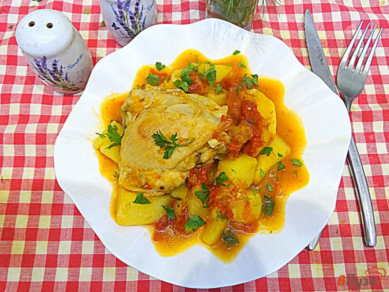 Фото приготовление рецепта: Жаркое из курицы картофеля и помидоров шаг №13