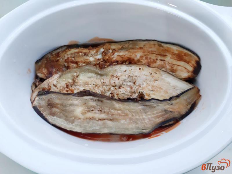 Фото приготовление рецепта: Лазанья из баклажанов с фаршем и грибами шаг №14